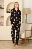 Kadın Pijama Takımı %100 Pamuk-Pat Yakalı ve Düğme Kapamalı 12309 thumbnail 5