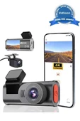 4K WiFi Çift Kameralı Araç Kamerası Gece Görüşlü G-Sensörlü Dash Cam 170 Derece thumbnail 1