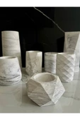 Dekoratif Beton Sukulent Saksı Minik Çiçek Vazosu El Yapımı Hediyelik Saksı - 8