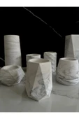 Beton Vazo El Yapımı Kalem Kutusu Dekoratif Diş Fırçalık Ev Aksesuarı - 8