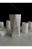 Beton Çiçek Vazosu El Yapımı Dekoratif Geometrik Saksı - 7