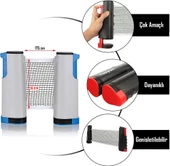 6lı SET Masa Tenisi Filesi Raket Top Seti Otomatik Gerdirme Pinpon Net Tüm Masalara Uyumlu thumbnail 6