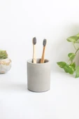 Dekoratif Beton Silindir Kalemlik |Çok Amaçlı Organizer Vazo Saksı Ofis ve Banyo Düzenleyici 8x10 cm - 4