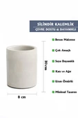 Dekoratif Beton Silindir Kalemlik |Çok Amaçlı Organizer Vazo Saksı Ofis ve Banyo Düzenleyici 8x10 cm - 8