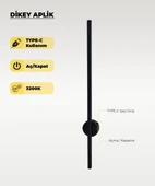 Şarjlı Siyah Dikey Aplik 3200K Sarı Işık – Elektrik Gerektirmez thumbnail 1