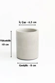 Dekoratif Beton Silindir Kalemlik |Çok Amaçlı Organizer Vazo Saksı Ofis ve Banyo Düzenleyici 8x10 cm - 7