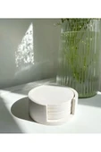 Minimalist Beton Bardak Altlığı Seti - 4’lü | Mat Beyaz | Yuvarlak Tasarım & Stand Dahil - 5