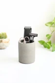 Dekoratif Beton Silindir Kalemlik |Çok Amaçlı Organizer Vazo Saksı Ofis ve Banyo Düzenleyici 8x10 cm - 5
