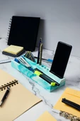 Beton Masaüstü Organizer | Kalemlik, Telefon ve Kartlık Düzenleyici – Şık Ofis Masa Dekoru - 1