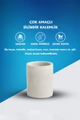 Dekoratif Beton Silindir Kalemlik |Çok Amaçlı Organizer Vazo Saksı Ofis ve Banyo Düzenleyici 8x10 cm - 2