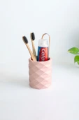 Dekoratif Geometrik Kalemlik | Modern Beton Organizer Vazo Saksı Diş Fırçalık Ofis Düzenleyici - 3