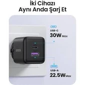 30w Gan Hızlı Şarj Cihazı 2 Portlu, 1xusb-a, 1xusb-c, Siyah, 65014 ' Siyah - 2