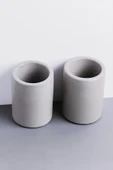 Beton Diş Fırçalık | Kalemlik, Makyaj ve Banyo Düzenleyici Organizer 8x10 cm - 6