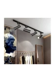 Siyah Kasa Ve Günışığı 4 Adet 270 Derece Dönen Led Ray Spot Lamba 1 Metre Raylı Armatür - 3