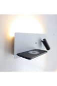 Ekim Aydınlatma Yatak Başı Led Aplik Kablosuz Şarj Okuma Lambası Beyaz Kasa Günışığı Işık Ecn-7701 - 3