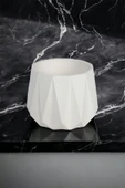 Dekoratif Beyaz Beton Saksı Kaktüs Sukulent Bambu Çiçek Saksısı 22 cm - 5