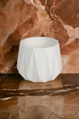 Dekoratif Beyaz Beton Saksı Kaktüs Sukulent Bambu Çiçek Saksısı 22 cm - 1