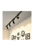 Siyah Kasa Ve Günışığı 4 Adet 270 Derece Dönen Led Ray Spot Lamba 1 Metre Raylı Armatür - 2