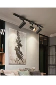 Siyah Kasa Günışığı 1 Metre Raylı 3'lü 30w Ray Spot Vitrin Mağaza Armatürü Gün Işığı - 2