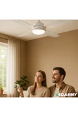 CT-3000 Modern Tavan Vantilatörü Beyaz LED Işıklı ve Uzaktan Kumandalı LED Sessiz Motor Şık Tas - 4