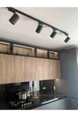 Siyah Kasa Ve Günışığı 4 Adet 270 Derece Dönen Led Ray Spot Lamba 1 Metre Raylı Armatür - 1