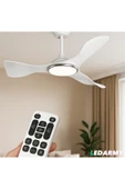 CT-3000 Modern Tavan Vantilatörü Beyaz LED Işıklı ve Uzaktan Kumandalı LED Sessiz Motor Şık Tas - 6