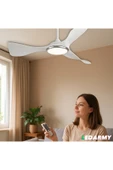 CT-3000 Modern Tavan Vantilatörü Beyaz LED Işıklı ve Uzaktan Kumandalı LED Sessiz Motor Şık Tas - 7