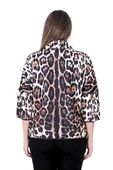 Leopar Desenli Çiçek Motifli İnce Rüzgarlık Büyük Beden Kapri Kol Ceket - 3