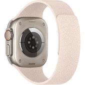 Apple Watch 2-3-4-5-6-7-8-10 SE Ultra Uyumlu Manyetik Desenli Spor Silikon Kordon (42/44/45/46/49)  Pudra - 2