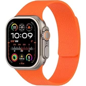 Apple Watch 2-3-4-5-6-7-8-10 SE Ultra Uyumlu Manyetik Desenli Spor Silikon Kordon (42/44/45/46/49)  Turuncu thumbnail 1