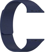 Apple Watch 2-3-4-5-6-7-8-10 & SE Uyumlu Manyetik Desenli Spor Silikon Kordon (38/40/41 & 42 mm)  Lacivert - 3