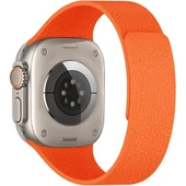 Apple Watch 2-3-4-5-6-7-8-10 SE Ultra Uyumlu Manyetik Desenli Spor Silikon Kordon (42/44/45/46/49)  Turuncu thumbnail 2