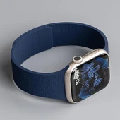 Apple Watch 2-3-4-5-6-7-8-10 & SE Uyumlu Manyetik Desenli Spor Silikon Kordon (38/40/41 & 42 mm)  Lacivert - 4