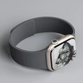 Apple Watch 2-3-4-5-6-7-8-10 & SE Uyumlu Manyetik Desenli Spor Silikon Kordon (38/40/41 & 42 mm)  Füme - 4