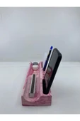 Mermer Desenli Beton Ev Ofis Masa Düzenleyici Kalemlik Organizer Pembe - 5