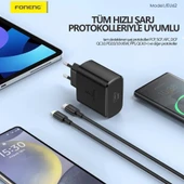 Foneng EU62 GaN 45W PD Type-C Girişli Hızlı Şarj Adaptörü - Siyah - 6