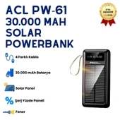 30.000mAh Solar Panelli Dijital Göstergeli Çoklu Kablolu Taşınabilir 22.5W Hızlı Şarjlı Powerbank thumbnail 1
