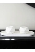 Geometrik Tealight Beton Mumluk, Oval Tabaklı Dekoratif Hediyelik Set Ham Beyaz - 6