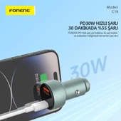 Foneng C18 48W Type-C + USB Led Gösterge Araç içi Şarj Adaptörü - 2