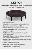 102CM Katlanabilir Trambolin – Taşınabilir Egzersiz Kırmızı Trambolini - 3