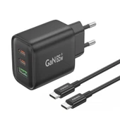 Foneng GaN10 65W 2xType-C 1x USB 3 Girişli Type-C to Type-C Kablo Set - 1