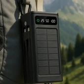 30.000mAh Solar Panelli Dijital Göstergeli Çoklu Kablolu Taşınabilir 22.5W Hızlı Şarjlı Powerbank Kamp Uyumlu Dayanıklı thumbnail 3