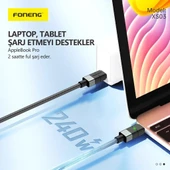 Foneng XS03 240W Type-C to Type-C Örgü 2m Data ve Şarj Kablosu - 3