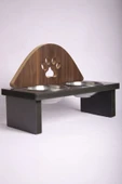 Mama Kabı Pati Desenli Ahşap Çelik Kaseli Kedi Köpek Mama Ve Su Kabı - 5
