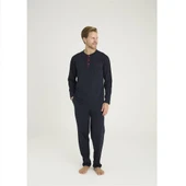 Battal Kly Patlı Uzun Kol Büyük Beden Erkek Pijama Takım thumbnail 2