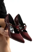 LUNERA Zarif Tokalı Rahat Kalıp Kadın 6,5 cm Topuklu Bordo Rugan Mary Jane Ayakkabı thumbnail 1