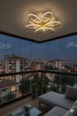 Papatya Gold Kasa 3 Renkli Kumandasız,65cm,oturma Odası,yatak Odası,salon Için Led Avize - 5