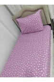 Tek Kişilik Mor Yıldız Desenli Lastikli Çarşaf + Nevresim + 1 Adet Yastık Kılıfı thumbnail 1