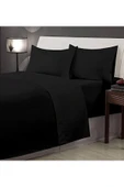 Siyah Çift Kişilik  Düz Çarşaflı Pamuklu Nevresim Takımı thumbnail 4