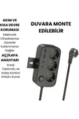 Akım Korumalı Priz 2 USB + 2 Type-C Girişli 2 Metre Kablosu Anahtarlı ve Duvara Monte Edilebilir thumbnail 3